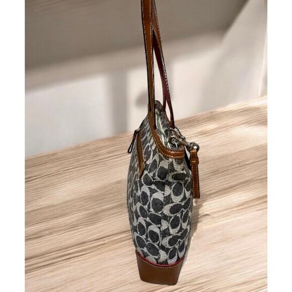 Vintage Coach 7023 Signature Denim Stripe Small Tote Bag & 8697 Skinny Wristlet - Picture 4 of 15